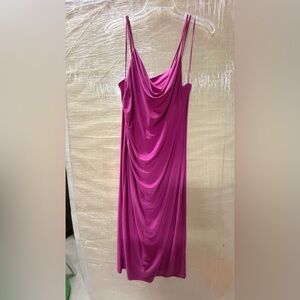 Zara Strapless Draped Slip Dress in Fuchsia